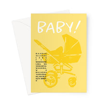 Load image into Gallery viewer, Baby! (Yellow Pram) Unisex YA YA Greeting Card