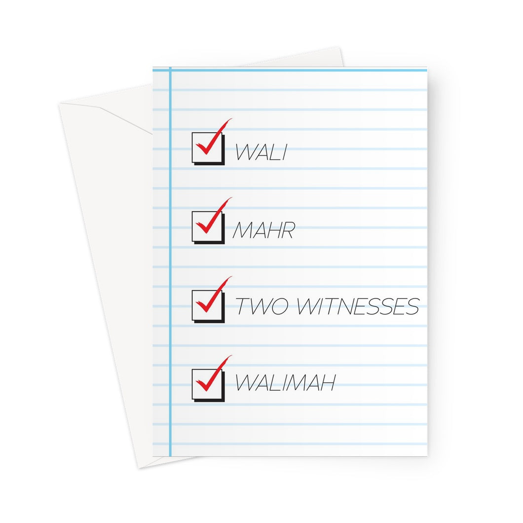 You Are Married | Nikah Checklist YA YA CARD Greeting Card